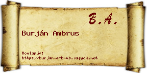 Burján Ambrus névjegykártya